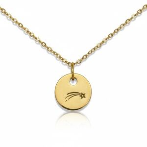 Handmade stamped‎ Shooting Star Pendant gold fill stainless steel chain necklace